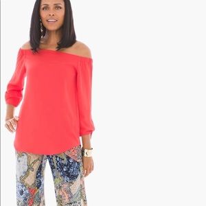 NWT Chico’s Off-the-shoulder top, Red, Size S